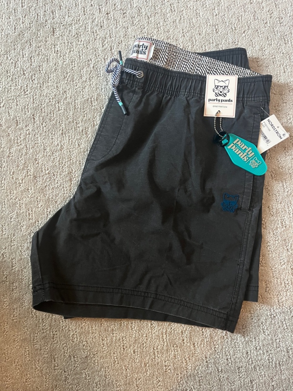 Party Pants Men's Black Swim Trunks with Drawstring Waist